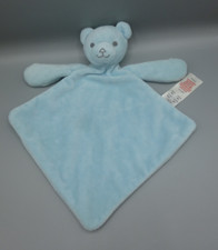 Tesco F&F Blue Teddy Bear Flat Baby Comforter Blanket Soother Blankie Doudou