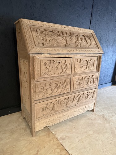 Carved bureau - carved,