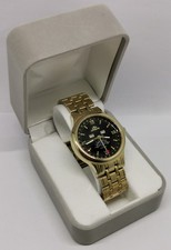 Vintage Astron Triple Date Moonphase Gold Tone Bracelet 40mm Gents Quartz Watch