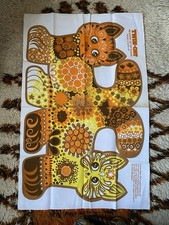 Belinda Lyon Orange Twin Cat Tea Towel Cotton Cut Out and Sew Unused Oxfam 