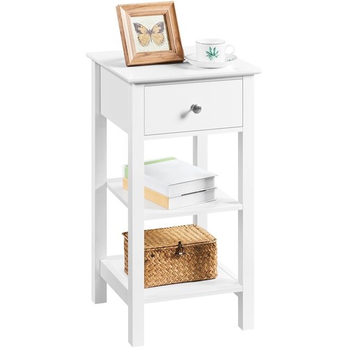 White bedside table wood - bedside,