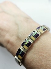 Vintage ASC Southwestern Sterling Silver 925 Fire Opal and Sugilite Bracelet