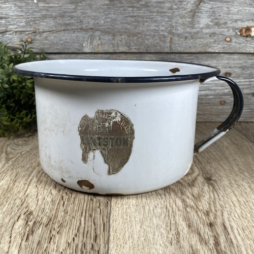 Vintage white enamel chamber - vintage,
