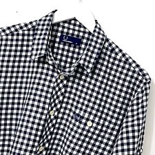 Fred Perry Shirt Mens Size M Medium Long Sleeve Blue White Gingham Mod Casuals