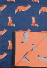 Navy Blue Fox Scarf Thick Terry Winter Shawl Pashmina Wrap Orange Christmas Gift