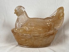 Vintage Slag Glass Hen on Nest