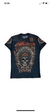 Affliction Black American Indian Design T Shirt Large