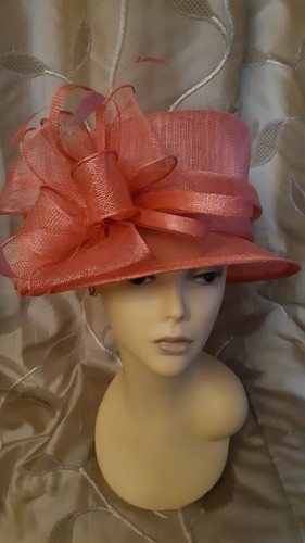 Salmon pink ladies hat - salmon,