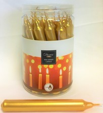 Gold Mini Dinner Taper Candles Tub Of 22 Christmas Candle 10cm 1.4H Burn Time