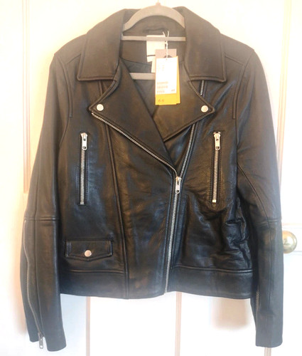 Leather jacket size uk 12 - h&m,