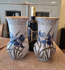 Vintage Pair of Lovett Langley Mill Langley Ware Vases - 10 inch