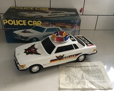 Vintage Battery Operated Police Car Boxed Working. PE 2012 BK78