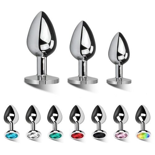 3pc single metal butt plug - metal,