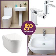 Fawley White Ceramic Bathroom Furniture Back To Wall Toilet Basin & Pedestal