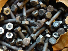 Pack of 10 Hex Head Bolts+Nuts 1/4 x 1 3/4"  long BSF Vintage SPARTS old stock