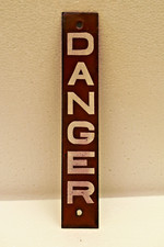 Antique DANGER Safety Sign Enamel Porcelain Plate Warning Industrial Factory Old
