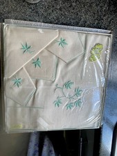 Tablecloth & napkins Vintage Webbs Irish Linen   35 ”X 35 & 4 x 11” sq unused  