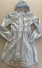 33,000 FT RAIN COAT SZ 8 BLUE HOODED JACKET ZIP POCKETS TOGGLE WAIST WOMEN