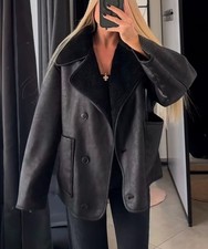 ZARA DOUBLE-FACED BLACK FAUX