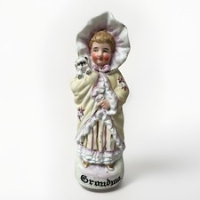 Antique German Porcelain Figurine Grandma Lady with Dog – Victorian Bisque