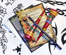 Henna tattoo kit, designs and 2 x organic henna cone for 40+ small tattoos twb