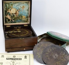 Real Antique German LEIPZIG Polyphon disc music box , Good Condition, Extra Disk