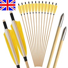 12X 32" Wooden Arrows 5" Feather Traditional Bow Longbow Archery Hunting Target