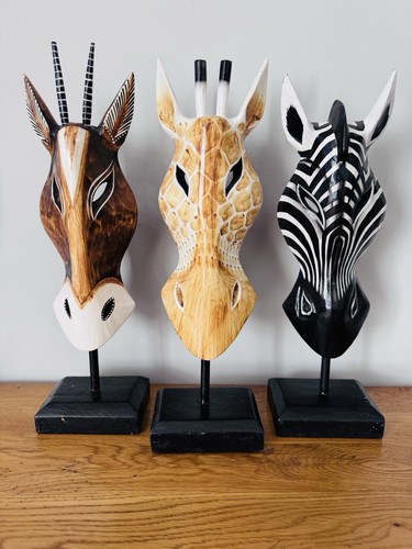 Wooden safari animal masks - x,