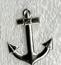 Anchor pin badge. 3D silver