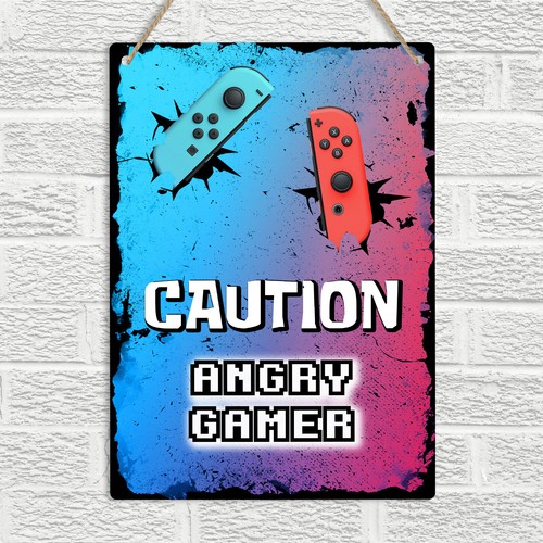 Caution angry gamer - caution, metal