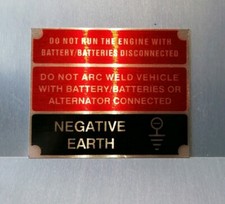 Land Rover Series 2 2a 3 Negative Earth Front Panel Plaque  ref 396116 repro