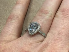 1.6 Carat Lab Created Diamond Pear Engagement Ring In Platinum Plated 925 Size N