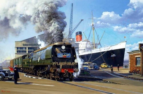 Steam train ocean - train,