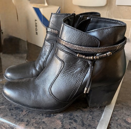 Ladies black leather ankle - leather,