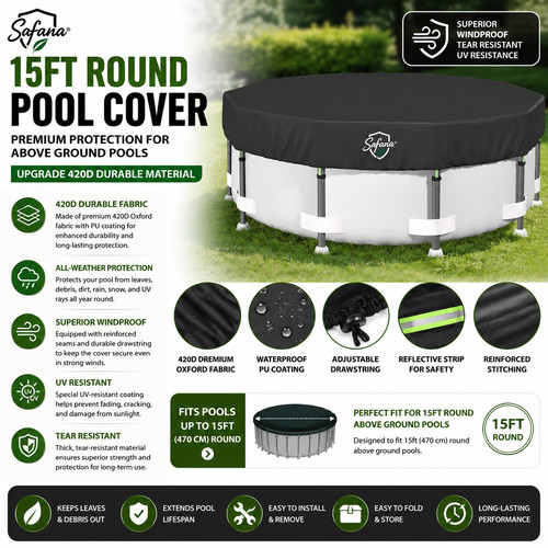 15ft round pool cover - 15ft, heavy