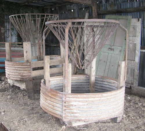 Pair antique feed troughs - of,