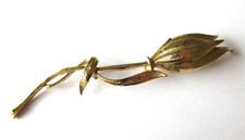 Vintage Brooch Goldtone Flower Bud Brooch Big, Detailed Statement Jewellery