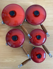Gorgeous Le Creuset Cast Iron Saucepans Set Of 5 - Gradient Cerise Red