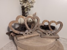 Set Of Two Wood Love heart And