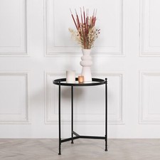 Black Iron Round Side Table