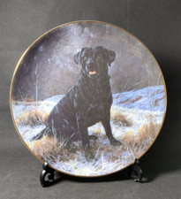 Royal Doulton-Black Labrador "WAITING PATIENTLY"-Franklin Mint Collector Plate