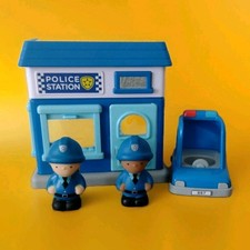 Chad Valley Police Station With Police Car &  Two Figures Robust And Well Made. 