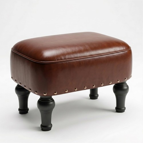 Vintage leather ottoman - leather,