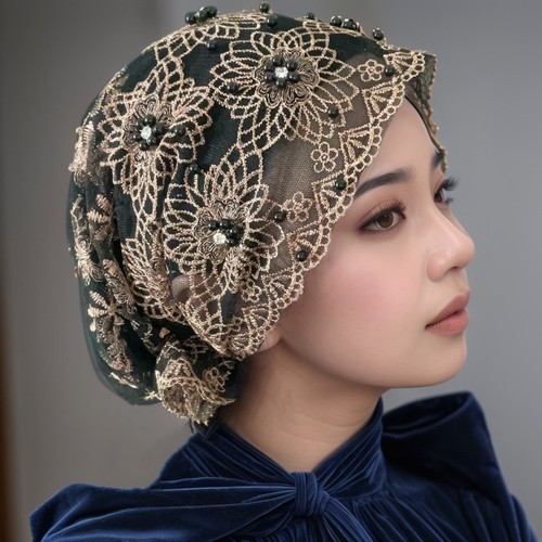 Lace beaded headwear beanies - beaded,