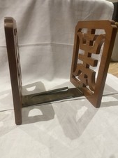 Vintage Teak & Brass Bookends In Chinese Character For “long life” 19X16CM Appox