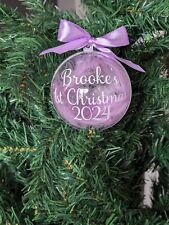 Personalised First Christmas Bauble – 6 Feather Colours, Baby Keepsake Ornament