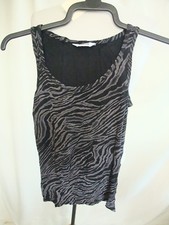 Girls Vest Top Tammy BHS 14-15 Years, black/grey animal print, length 23", 1787