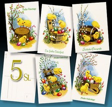 5 Old Postcards Easter Bunnies