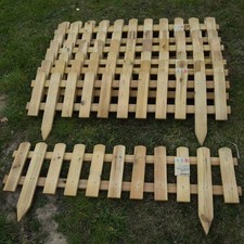 Small wooden picket fence panels x8, 30cm high fence, lawn edging, border 