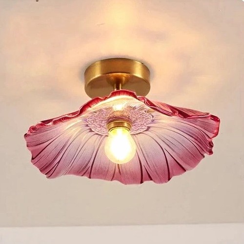 Pink glass flower flush - glass,